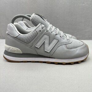 Womens Size 8.5 New Balance 574 Shoes Silver / Gray Low Top Leather Sneakers
